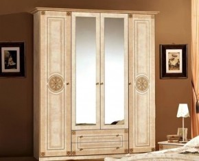 Шкаф 4-х дверный с зеркалами (02.144) Рома (беж) в Перми - perm.ok-mebel.com | фото