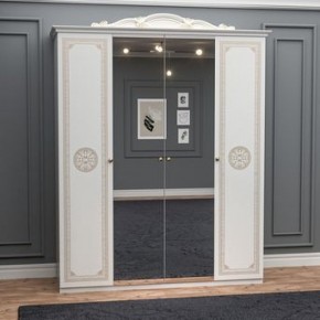 Шкаф 4-х дверный с зеркалами (12.244) Грация (белый/золото) в Перми - perm.ok-mebel.com | фото
