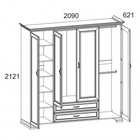 Шкаф 4D2S Z, TIFFANY, цвет вудлайн кремовый в Перми - perm.ok-mebel.com | фото