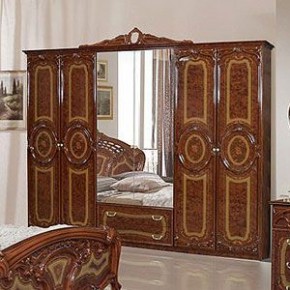 Шкаф 6-и дверный с зеркалами (01.146) Роза (орех) в Перми - perm.ok-mebel.com | фото