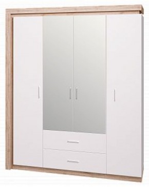 Шкаф для одежды с ящиками 4-х створчатый с зеркалом Люмен 16 в Перми - perm.ok-mebel.com | фото 1
