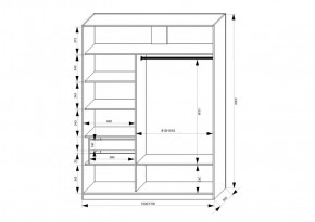 Шкаф-купе 1500 серии NEW CLASSIC K2+K2+B2+PL2(2 ящика+1 штанга+1 полка) профиль «Капучино» в Перми - perm.ok-mebel.com | фото 3