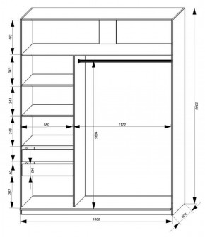 Шкаф-купе 1800 серии SOFT D1+D3+B2+PL1 (2 ящика+1штанга) профиль «Графит» в Перми - perm.ok-mebel.com | фото 3