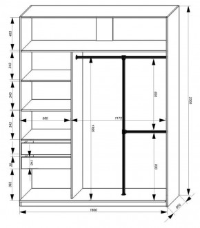 Шкаф-купе 1800 серии SOFT D8+D2+B2+PL4 (2 ящика+F обр.штанга) профиль «Графит» в Перми - perm.ok-mebel.com | фото 3