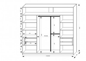 Шкаф-купе 2150 серии NEW CLASSIC K4+K4+K4+B22+PL4(по 2 ящика лев/прав+F обр.штанга) профиль «Капучино» в Перми - perm.ok-mebel.com | фото 3