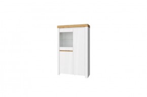 Шкаф с витриной 1V2D, TAURUS, цвет белый/дуб вотан в Перми - perm.ok-mebel.com | фото 1