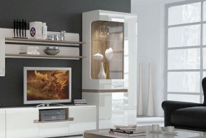 Шкаф с витриной 3D/TYP 01L, LINATE ,цвет белый/сонома трюфель в Перми - perm.ok-mebel.com | фото 6