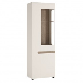 Шкаф с витриной 3D/TYP 01P, LINATE ,цвет белый/сонома трюфель в Перми - perm.ok-mebel.com | фото