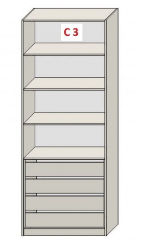 Шкаф СТАНДАРТ С3 4 ящика серия "ГЕСТИЯ" (Светло-серый/Дуб Небраска натуральный) 800*520*2300 в Перми - perm.ok-mebel.com | фото 2