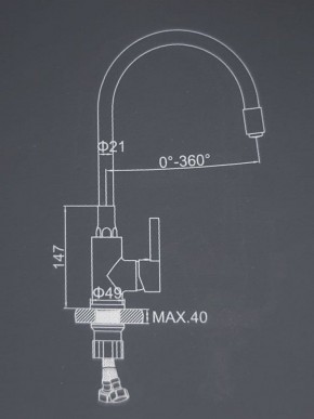 Смеситель для кухни с силиконовым изливом A9890F (Черный) в Перми - perm.ok-mebel.com | фото 2