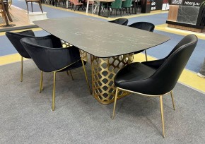Стол CHIAVARI 220 KL-116 Черный мрамор матовый, итальянская керамика / бронзовый, ®DISAUR в Перми - perm.ok-mebel.com | фото 2