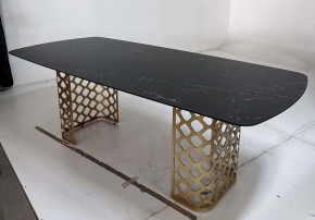 Стол CHIAVARI 220 KL-116 Черный мрамор матовый, итальянская керамика / бронзовый, ®DISAUR в Перми - perm.ok-mebel.com | фото 4