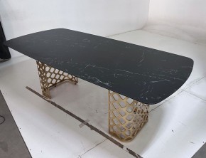 Стол CHIAVARI 220 KL-116 Черный мрамор матовый, итальянская керамика / бронзовый, ®DISAUR в Перми - perm.ok-mebel.com | фото 6