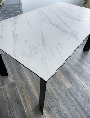 Стол CREMONA 180 KL-99 Белый мрамор матовый, итальянская керамика / черный каркас, ®DISAUR в Перми - perm.ok-mebel.com | фото 2