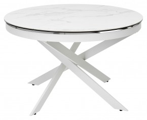 Стол TRENTO 120 HIGH GLOSS STATUARIO Белый мрамор глянцевый, керамика/ белый каркас, ®DISAUR в Перми - perm.ok-mebel.com | фото 2