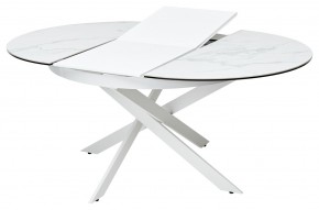 Стол TRENTO 120 HIGH GLOSS STATUARIO Белый мрамор глянцевый, керамика/ белый каркас, ®DISAUR в Перми - perm.ok-mebel.com | фото 5