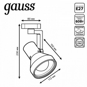 Светильник на штанге Gauss Track Light TR005 в Перми - perm.ok-mebel.com | фото 6