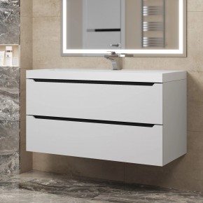 Тумба под раковину Uperwood Tanos 100 см, подвесная, белая/графит в Перми - perm.ok-mebel.com | фото
