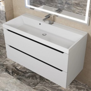 Тумба под раковину Uperwood Tanos 100 см, подвесная, белая/графит в Перми - perm.ok-mebel.com | фото 10
