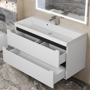 Тумба под раковину Uperwood Tanos 100 см, подвесная, белая/графит в Перми - perm.ok-mebel.com | фото 9