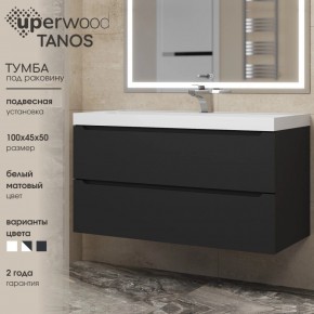 Тумба под раковину Uperwood Tanos 100 см, подвесная, черная матовая в Перми - perm.ok-mebel.com | фото 3