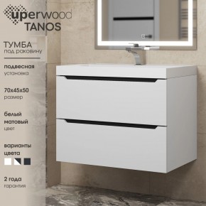 Тумба под раковину Uperwood Tanos 70 см, подвесная, белая/графит в Перми - perm.ok-mebel.com | фото 3