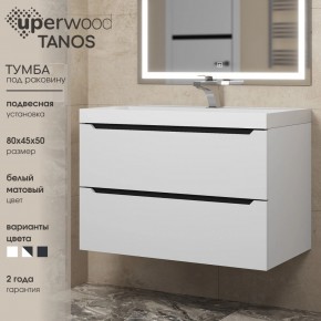 Тумба под раковину Uperwood Tanos 80 см, подвесная, белая/графит в Перми - perm.ok-mebel.com | фото 3