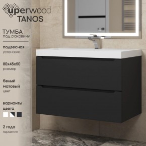 Тумба под раковину Uperwood Tanos 80 см, подвесная, черная матовая в Перми - perm.ok-mebel.com | фото 3
