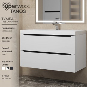 Тумба под раковину Uperwood Tanos 90 см, подвесная, белая/графит в Перми - perm.ok-mebel.com | фото 3
