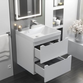 Тумба с раковиной Uperwood Tanos 50 см, подвесная, белая матовая в Перми - perm.ok-mebel.com | фото 11