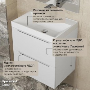 Тумба с раковиной Uperwood Tanos 50 см, подвесная, белая матовая в Перми - perm.ok-mebel.com | фото 6